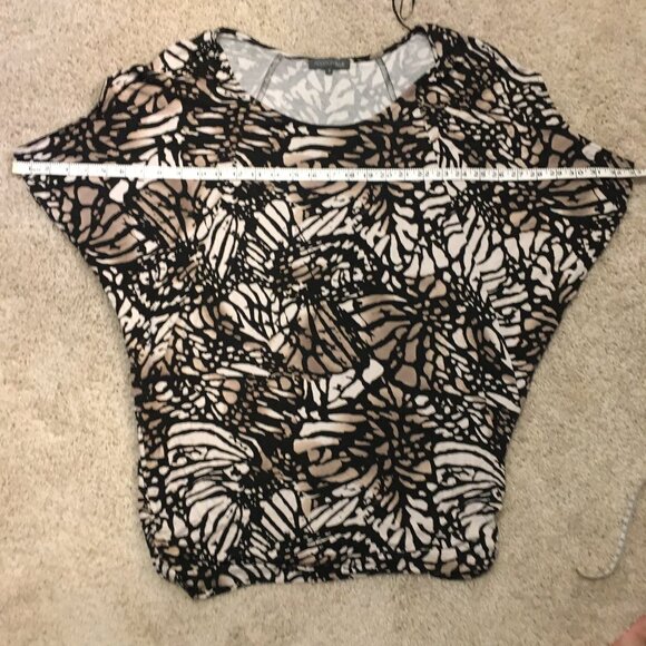 Monarch Butterfly Batik Dolman Sleeve Ruched Waist Viscose Top - Picture 13 of 16